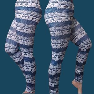 Women's Leggings One Size Blue Print